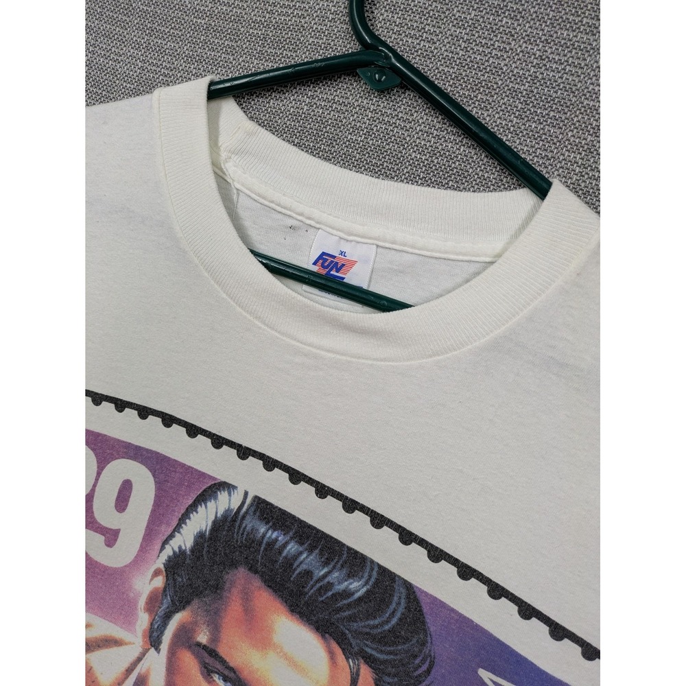 Vintage Fun Tees Shirt Mens XL White Elvis Presley 29 Cent Stamp USA Graphic